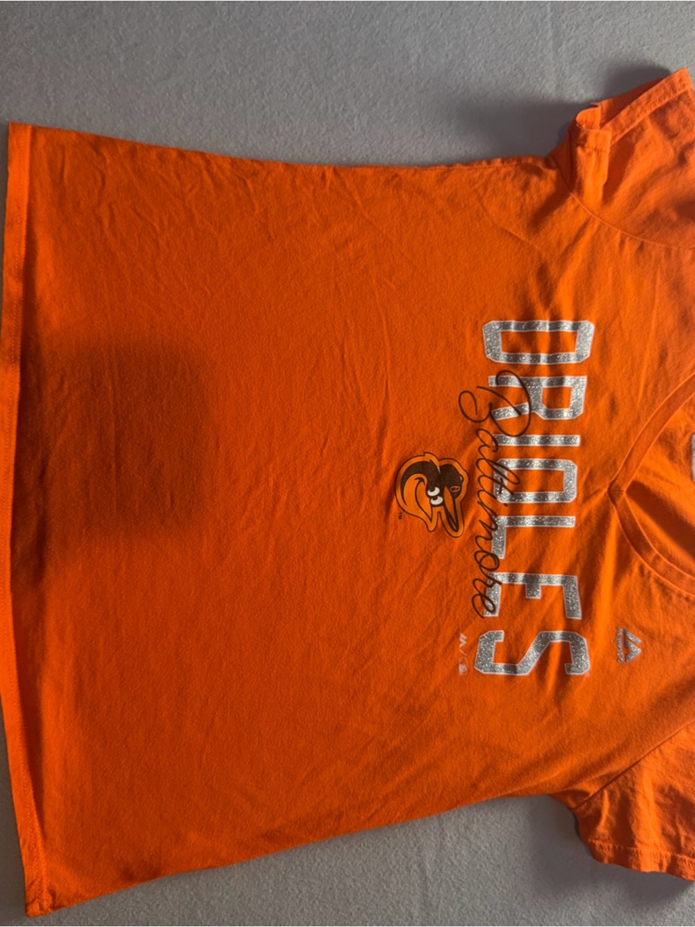 Baltimore Orioles Majestic MLB Orange Graphic T-Shirt Made in USA Size M